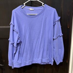Lavender Ruffle Sleeve Sweatshirt
